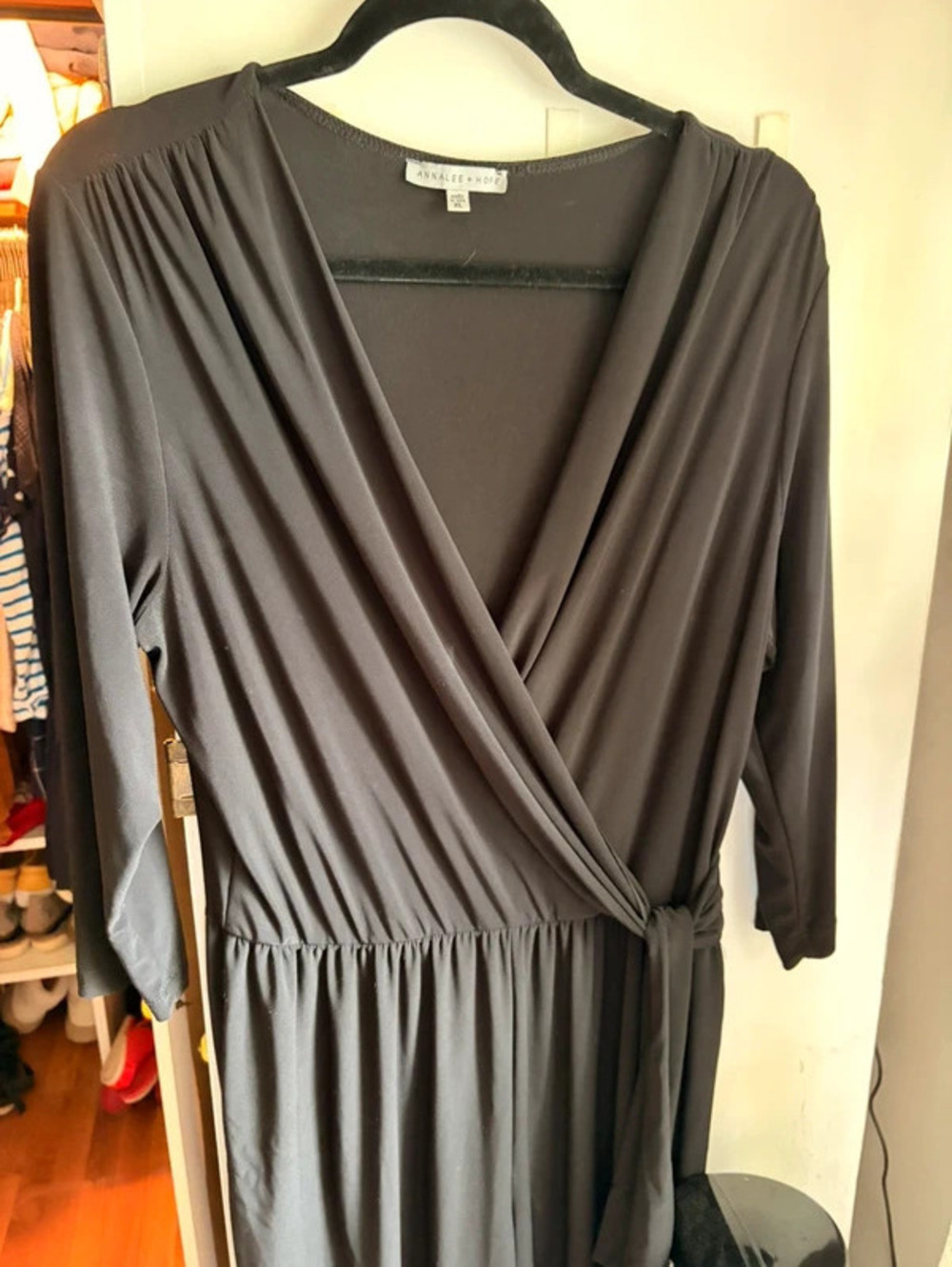 Black Wrap/v neck Long sleeve jumpsuit